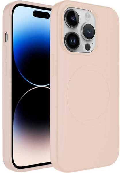 Apple iPhone 14 Pro Max Kılıf Magsafe Wireless Şarj Özellikli Pastel Renk Silikon Mat Kapak
