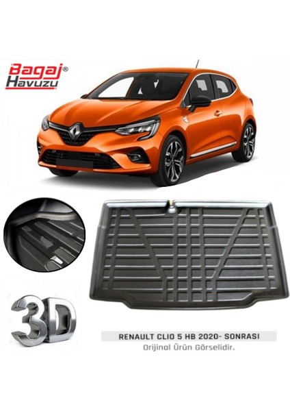 2020 Renault Clio 5 Bagaj Havuzu Tam Uyumlu Kauçuk