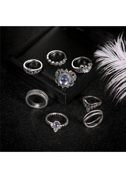 8 Adet / Takım Lotus Yapay Opal Yüzük Sunring Kadınlar Için Set Taç Çiçek Kalp Kolye (Yurt Dışından) fiyatları