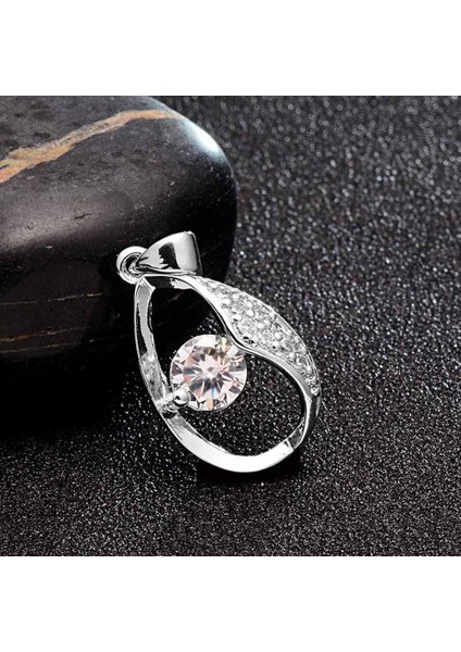 Güzel Rhinestone Gümüş Renk Damla Kolye (Yurt Dışından) modelleri