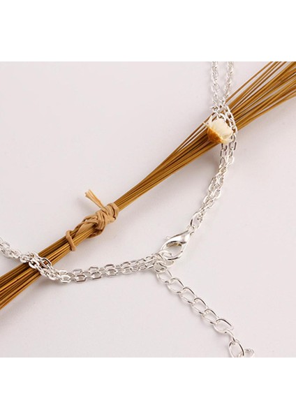 Moda Mavi Taş Zincir Gümüş Renk 2 Katmanlar Tıknaz Bildirimi Kadınlar Takı Bohem Kolye (Yurt Dışından) modelleri