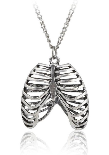 Moda Gotik Vinage Göğüs Kafesi Anatomik Iskelet Kalp Goth Punk Benzersiz Retro Takı Erkekler/kadınlar Için Kolye (Yurt Dışından)