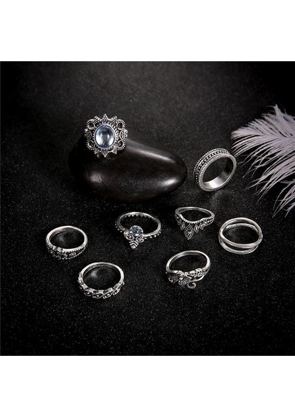 8 Adet / Takım Lotus Yapay Opal Yüzük Sunring Kadınlar Için Set Taç Çiçek Kalp Kolye (Yurt Dışından) indirimleri