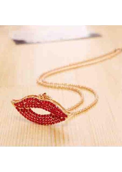 Kadın Dudaklar Şekli Kadın Kısa Boyun Zincir Gerdanlık Kadınlar Kızlar Kolye (Yurt Dışından)