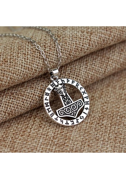 Supernatural Thor Hammer Iskandinav Thor Punk Viking Simli Kadın Erkek Kolye (Yurt Dışından)
