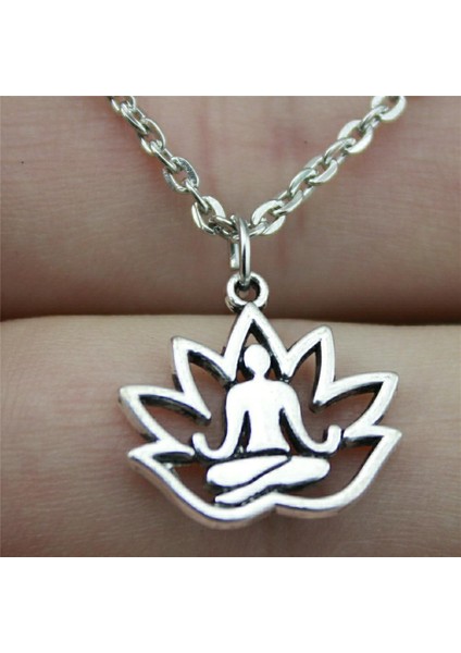 Wyısywg 1 Adet Metal Zincir Kadın Lotus Buda Heykeli 18X17MM Kolye (Yurt Dışından)