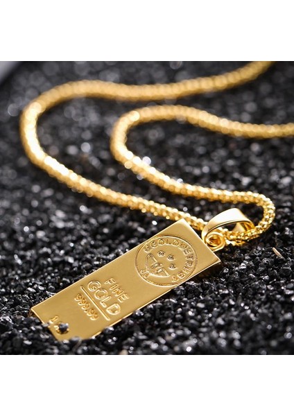 Moda Hiphop Rapçi Altın Bar Şekli Alaşım Yuvarlak Kutu Zincir Servet Charm Kolye (Yurt Dışından)