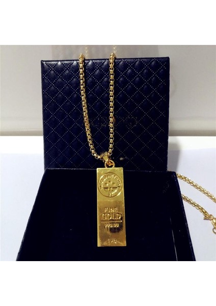 Moda Hiphop Rapçi Altın Bar Şekli Alaşım Yuvarlak Kutu Zincir Servet Charm Kolye (Yurt Dışından) fiyatları