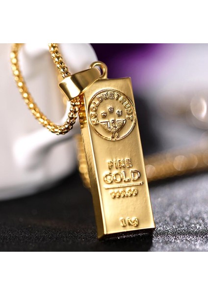 Moda Hiphop Rapçi Altın Bar Şekli Alaşım Yuvarlak Kutu Zincir Servet Charm Kolye (Yurt Dışından) indirimleri