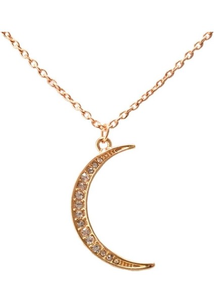 Lackingone Altın Kristal Ay , Hilal Ay , Uzun Boyun Kolye (Yurt Dışından)