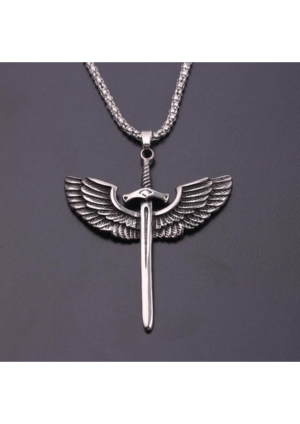 Kartal Kanatları ile Moda Vintage Kılıç Punk Gotik Rüzgar Kılıç Kolye (Yurt Dışından)