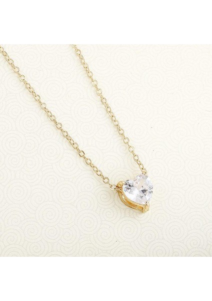 Moda Takı Süper Parlayan Gerdanlık Altın Renk Kadın Kalp Kristal Kolye (Yurt Dışından) fiyatları