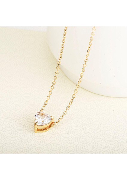 Moda Takı Süper Parlayan Gerdanlık Altın Renk Kadın Kalp Kristal Kolye (Yurt Dışından) modelleri