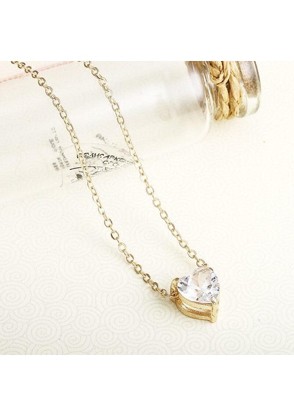 Moda Takı Süper Parlayan Gerdanlık Altın Renk Kadın Kalp Kristal Kolye (Yurt Dışından) fırsatları