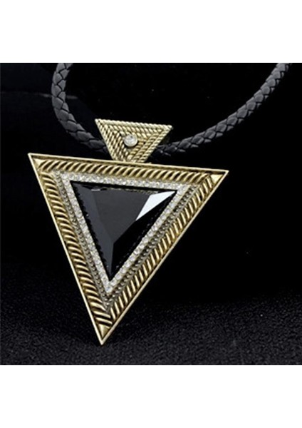 Retro Kadın Üçgen Rhinestones Deri Zincir Kolye (Yurt Dışından)