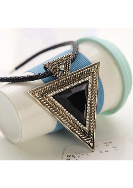 Retro Kadın Üçgen Rhinestones Deri Zincir Kolye (Yurt Dışından) fiyatları
