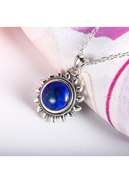 Gümüş Kaplama Kadınlar Için Doğal Mavi Lapis Lazuli Nişan Partisi Kolye (Yurt Dışından) modelleri
