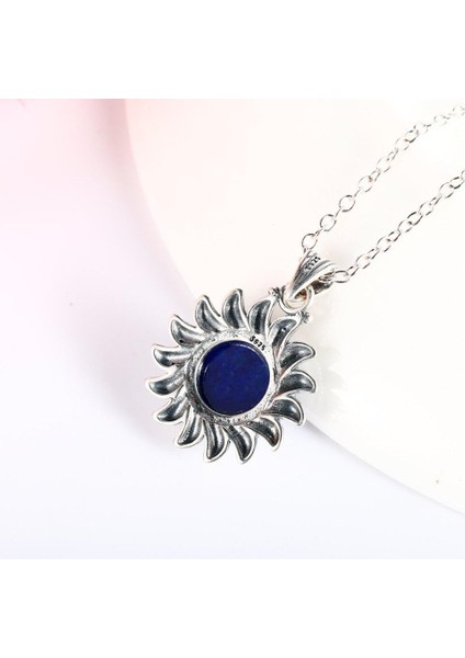 Gümüş Kaplama Kadınlar Için Doğal Mavi Lapis Lazuli Nişan Partisi Kolye (Yurt Dışından) fırsatları