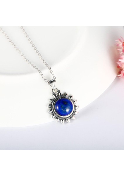 Gümüş Kaplama Kadınlar Için Doğal Mavi Lapis Lazuli Nişan Partisi Kolye (Yurt Dışından) indirimleri