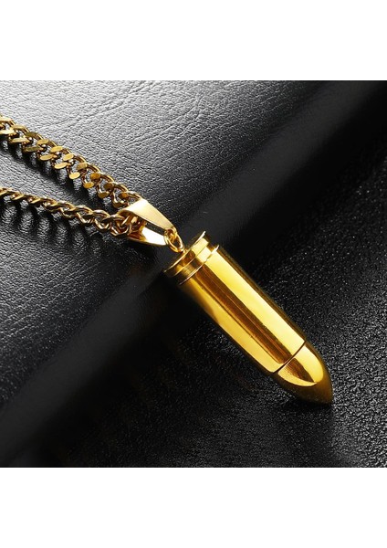 Punk Goth Çelik Mermi Erkek Takı Kolye (Yurt Dışından)