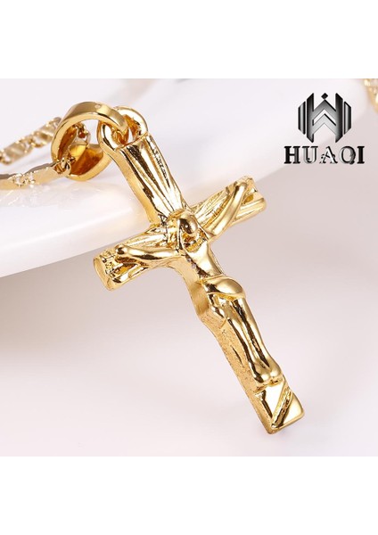 Huaqı Çapraz Erkek/kadın Takı Noel Trendy Haç Isa Zincir Kolye (Yurt Dışından)