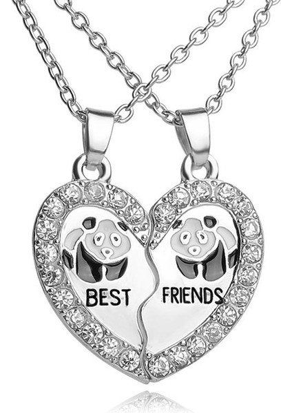 Best Friend Çift Aşıklar Dostluk Sevgililer Panda Desen Aşk Kız Arkadaşı Kolye (Yurt Dışından)