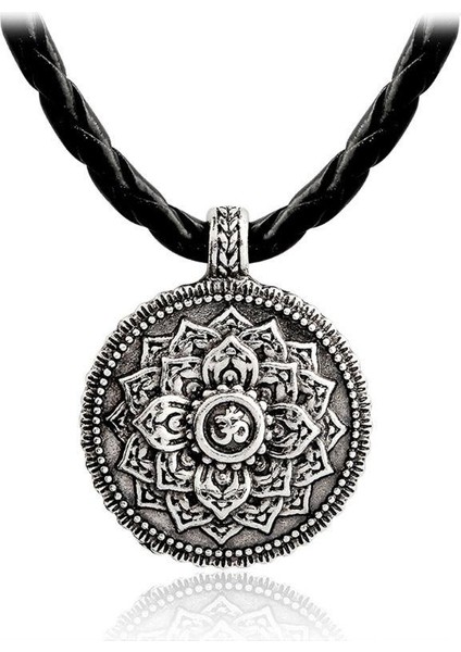 Om Lotus Mandala Madalyon Tibet Budist Meditasyon Takı Kolye (Yurt Dışından)