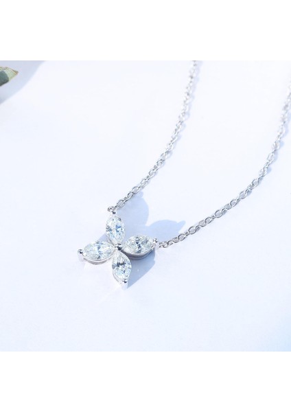 Büyüleyici Dört Yapraklı Yonca Kadınlar Için Kristal Kakma Nişan Düğün Zinciri Takı Kolye (Yurt Dışından) modelleri