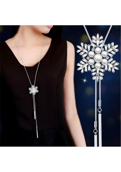 Gelin Nişan Kristal Rhinestone Kar Tanesi Kadın Düğün Güzel Takı Kolye (Yurt Dışından)