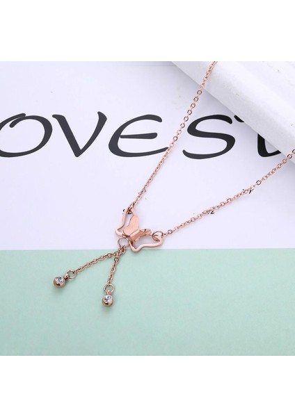 Basit Titanyum Çelik Kelebek Kore Versiyonu Kolye (Yurt Dışından) fırsatları