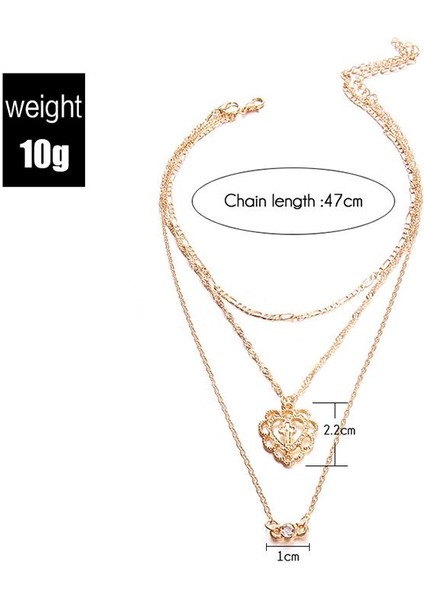 Basit Kadın Çok Katmanlı Kalp Rhinestones Kolye (Yurt Dışından) indirimleri