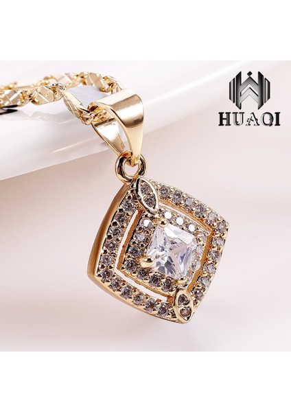 Huaqı Lüks Kübik Damla Moda Takı I Diamante Kakma Tam Kristaller Kolye (Yurt Dışından)