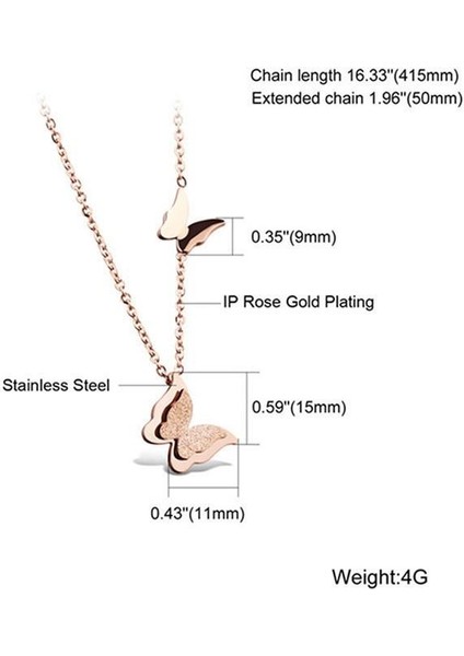 Kadın Zincirleri Çift Kelebek Ovma Köprücük Zinciri Titanyum Çelik Setleri Kolye (Yurt Dışından) fiyatları