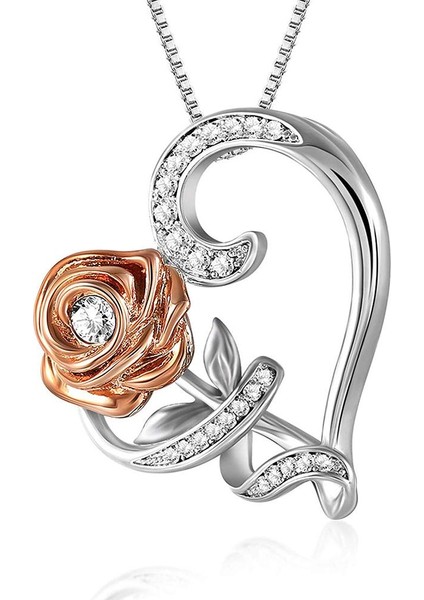 Kadın Kalp Gül Gerdanlık Takı Için Paslanmaz Çelik Kolye (Yurt Dışından)