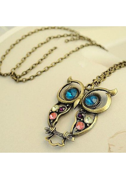 Xy Pondes Lady Mavi Gözlü Baykuş Uzun Zincir Süveter Kolye (Yurt Dışından)