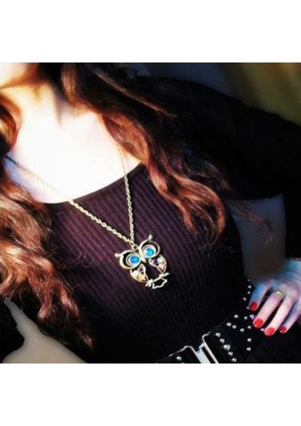 Xy Pondes Lady Mavi Gözlü Baykuş Uzun Zincir Süveter Kolye (Yurt Dışından) modelleri