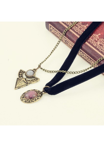 Retro Çift Katmanlı Yapay Elmas Kadın Kolye (Yurt Dışından) modelleri