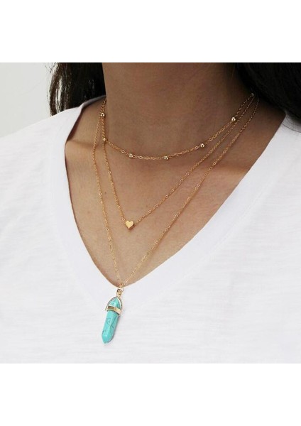 Kristal Kuvars Şifa Noktası 7 Çakra Taşı Çok Katmanlı Opals Kolye (Yurt Dışından) indirimleri