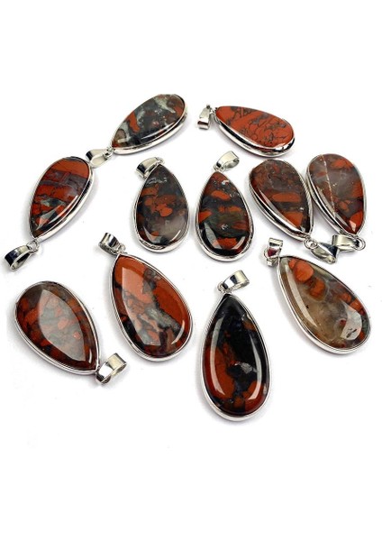 Damla Şekli Afrika Bloodstone Romantik Takılar Taş Halhal Dikiş El Sanatları Takı Yapımı Kolye (Yurt Dışından)