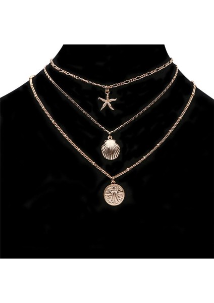 Moda Denizyıldızı Kabuğu Metal Avrupa ve Amerikan Bohem Çok Katmanlı Kolye (Yurt Dışından) fırsatları