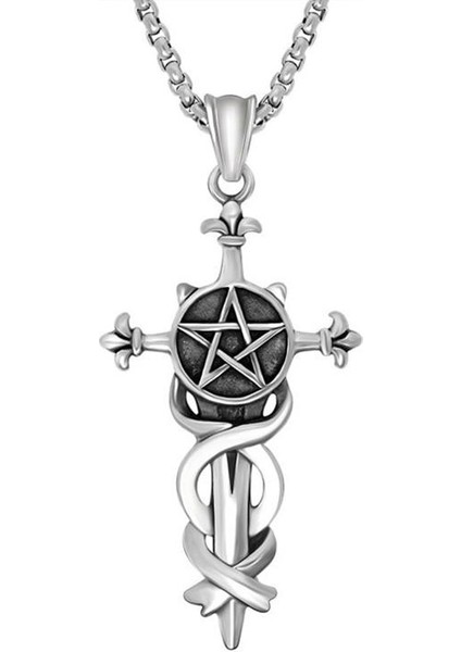 Retro Çapraz Moda Erkekler Beş Köşeli Kılıç ve Erkek Parti Için Kolye (Yurt Dışından)