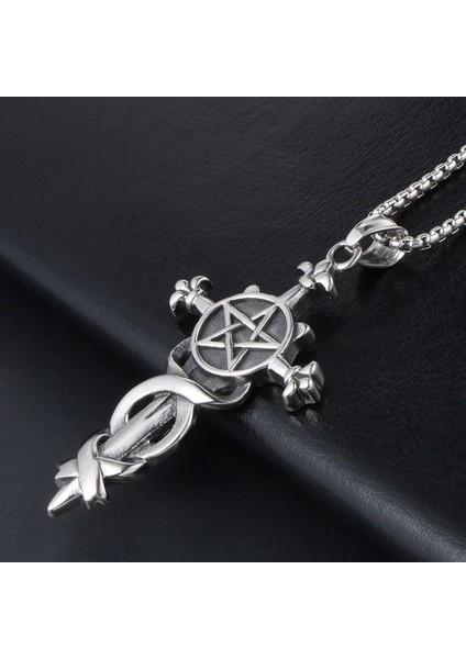 Retro Çapraz Moda Erkekler Beş Köşeli Kılıç ve Erkek Parti Için Kolye (Yurt Dışından) fırsatları