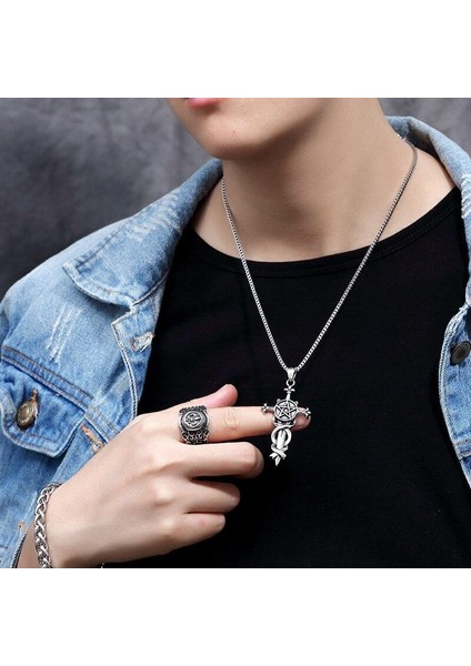 Retro Çapraz Moda Erkekler Beş Köşeli Kılıç ve Erkek Parti Için Kolye (Yurt Dışından) indirimleri