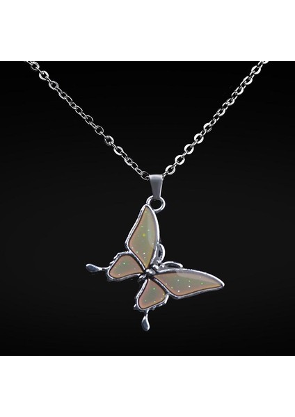 Kelebek Paslanmaz Çelik Sıcaklık Kontrolü Renk Değişimi Zinciri Mücevherat Kolye (Yurt Dışından) modelleri