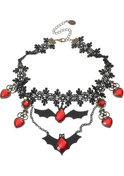 Collares Cadılar Bayramı Dantel Gerdanlık Yarasa Kristal Chokers ve Bildirimi Takı Kolye (Yurt Dışından) fiyatları