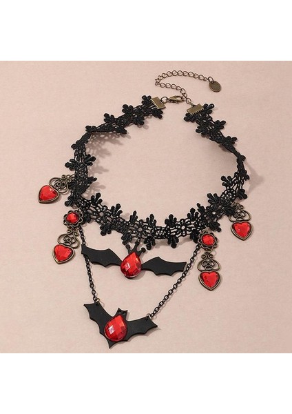 Collares Cadılar Bayramı Dantel Gerdanlık Yarasa Kristal Chokers ve Bildirimi Takı Kolye (Yurt Dışından) indirimleri