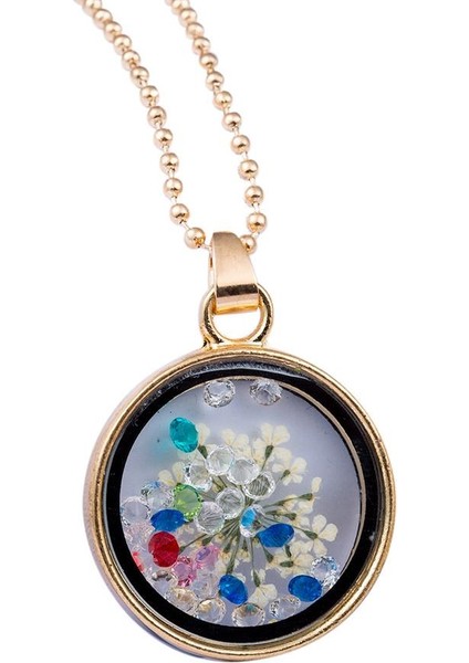 Moda Kadın Yuvarlak Cam Kurutulmuş Çiçekler Kolye (Yurt Dışından) modelleri