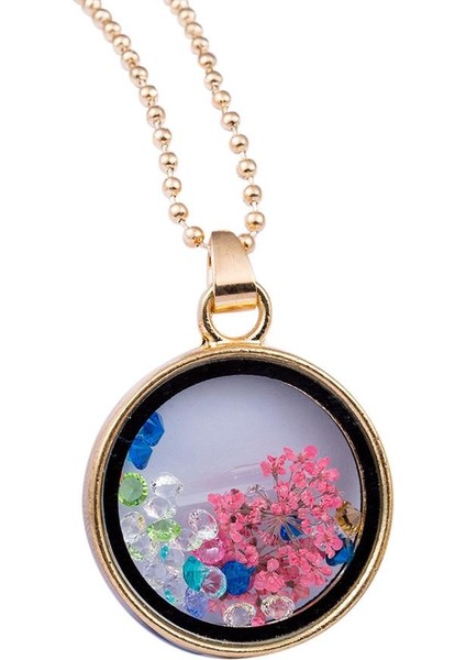 Moda Kadın Yuvarlak Cam Kurutulmuş Çiçekler Kolye (Yurt Dışından) fırsatları