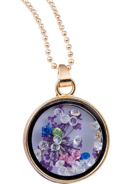 Moda Kadın Yuvarlak Cam Kurutulmuş Çiçekler Kolye (Yurt Dışından) indirimleri