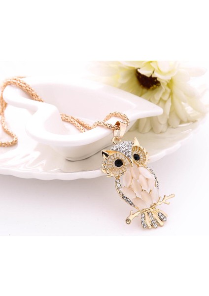 Moda Kadınlar Renkli Baykuş Kristal Rhinestone Sevimli Kazak Kolye (Yurt Dışından) modelleri